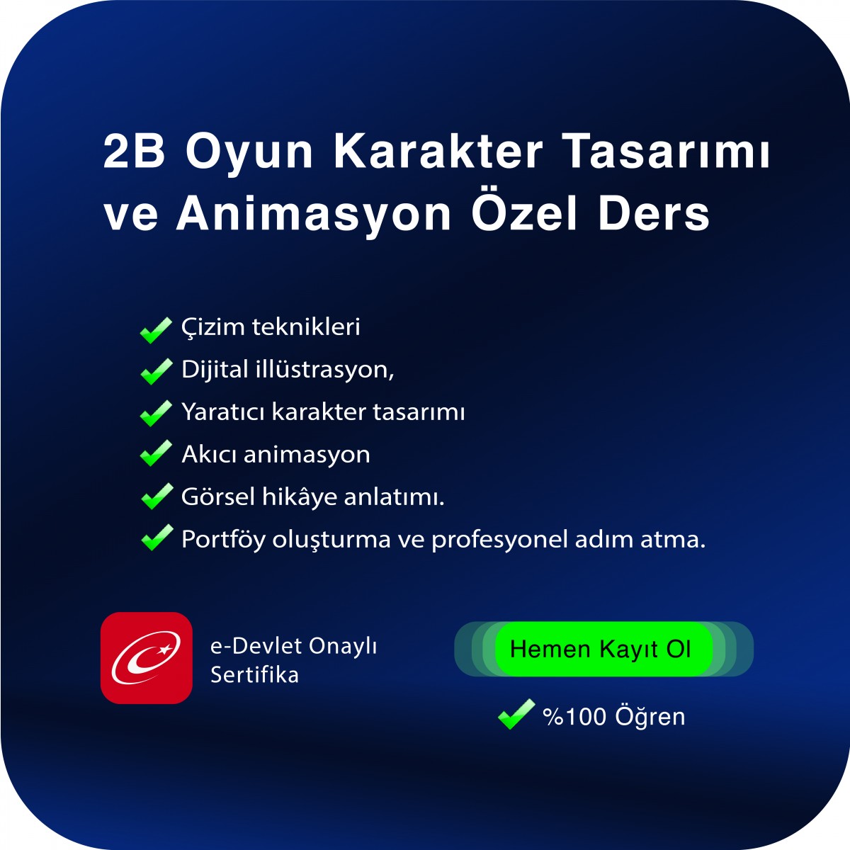 2B Oyun Karakter Tasarımı ve Animasyon Özel Ders 20 Saat