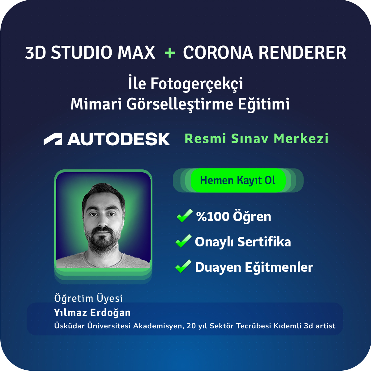 3ds Max + Corona ile Fotogerçekçi Mimari Görselleştirme Eğitimi Online