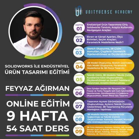 Solidworks ile Endüstriyel Ürün Tasarımı Uzmanlığı Canlı (Online) Eğitimi