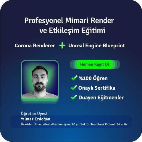 Profesyonel Mimari Render ve Etkileşim Eğitimi Online 24 Saat