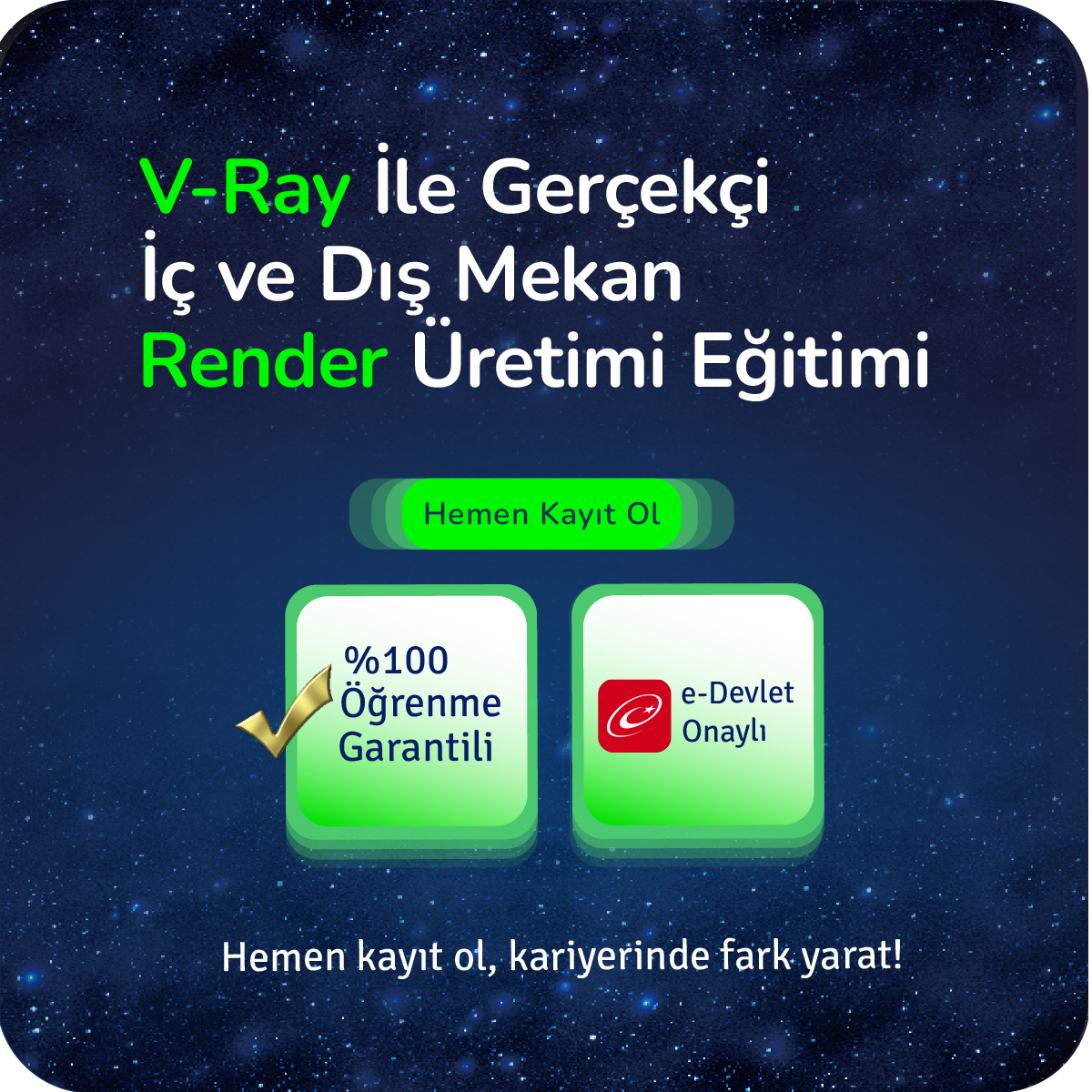 V-Ray ile Gerçekçi İç ve Dış Mekân Render Üretimi Eğitimi - Yüz Yüze