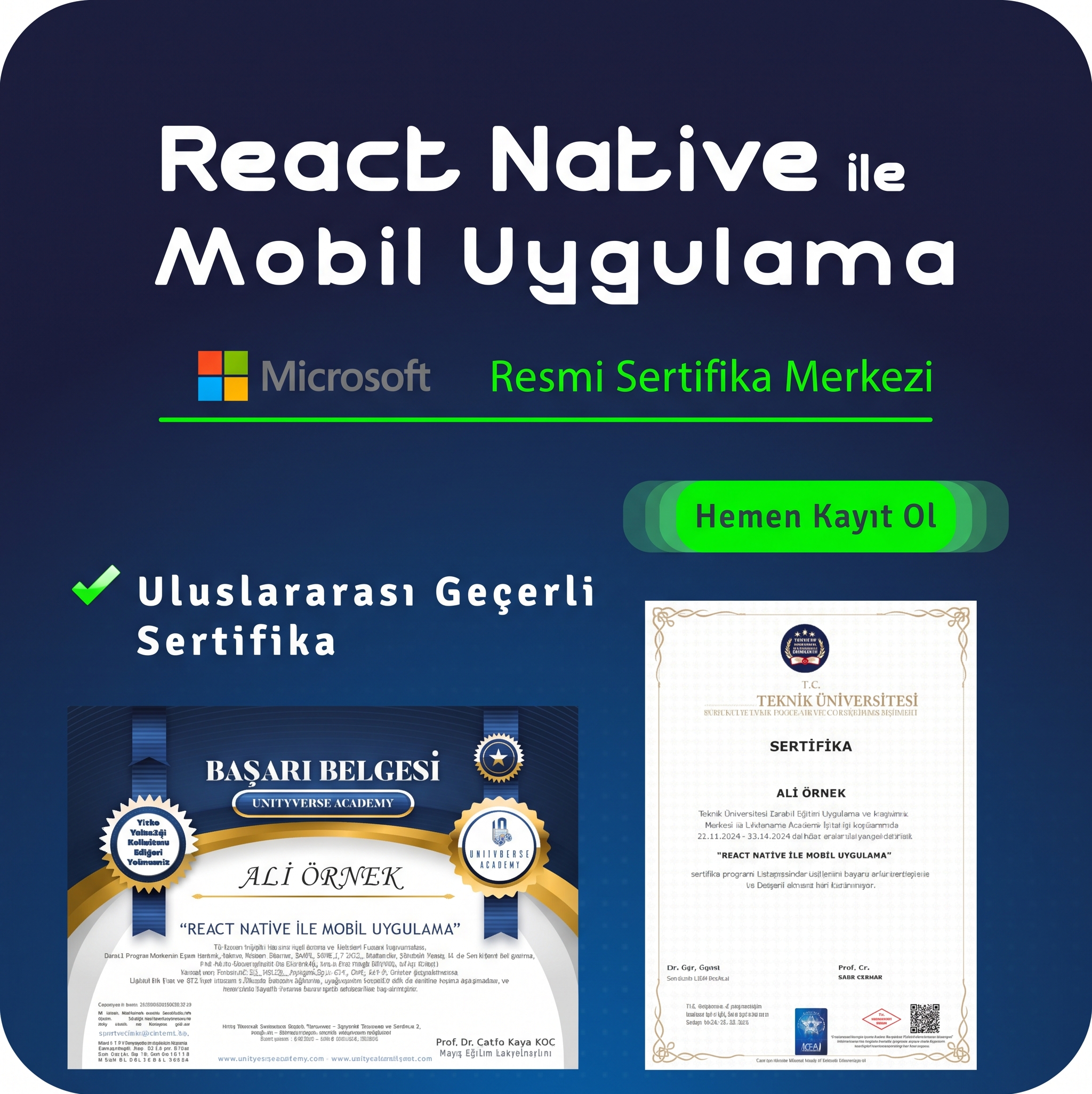 React Native Mobil Uygulama Geliştirme Özel Ders – Birebir Online