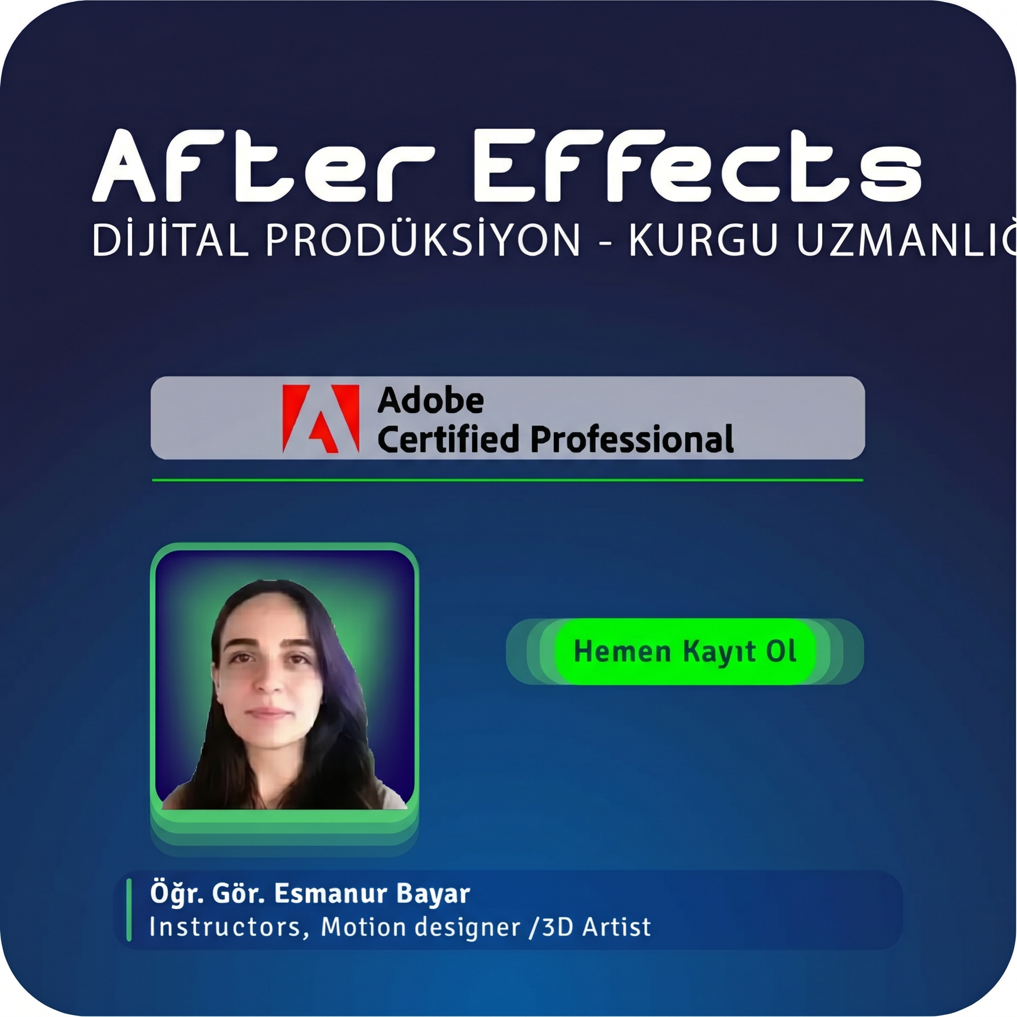 After Effects Uzmanlığı Canlı(Online) Özel Ders 30 Saat