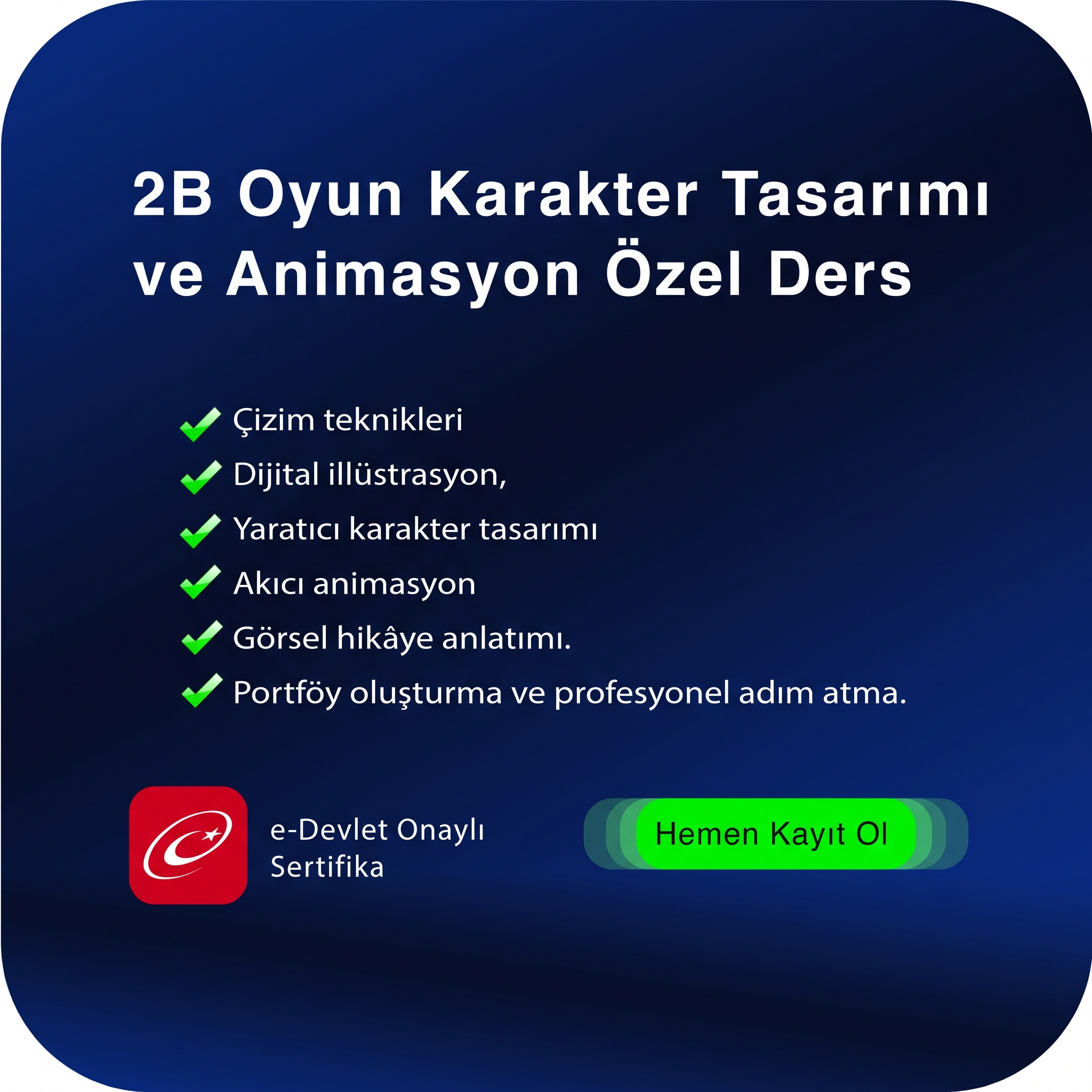 2B Oyun Karakter Tasarımı ve Animasyon Özel Ders